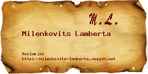 Milenkovits Lamberta névjegykártya